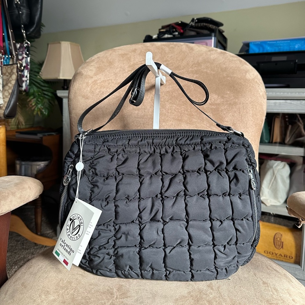 Valentino Orlandi Black Quilted Women’s Crossbody Bag, New with Tag